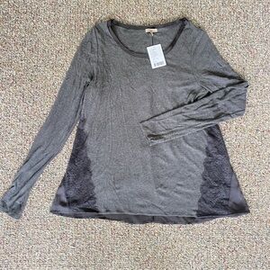 Anthropologie Bordeaux gray lace top
